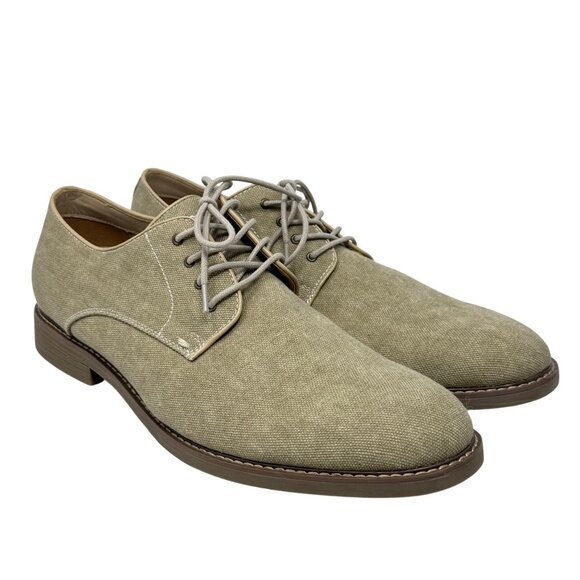 Izod Mens Image Natural Tan Beige LInen Oxford Shoes 13M Memory Foam Fabric - Picture 2 of 12